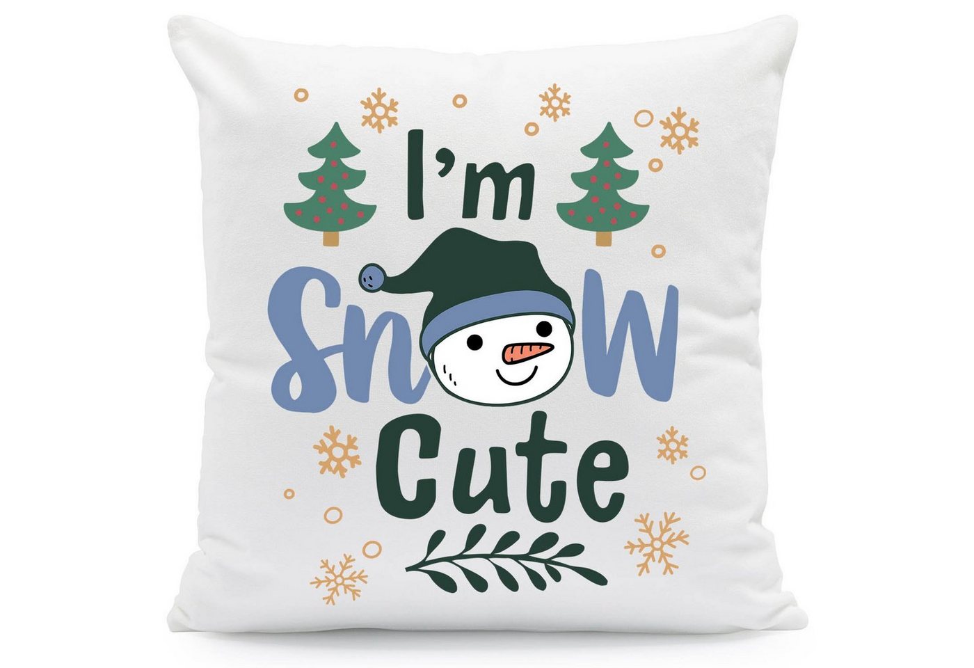 GRAVURZEILE Zierkissen mit Weihnachtsmotiv - I'm snow cute - Weihnachtsdeko, 40 x 40 cm - Waschbar bis 40 Grad - Mit Füllung von GRAVURZEILE