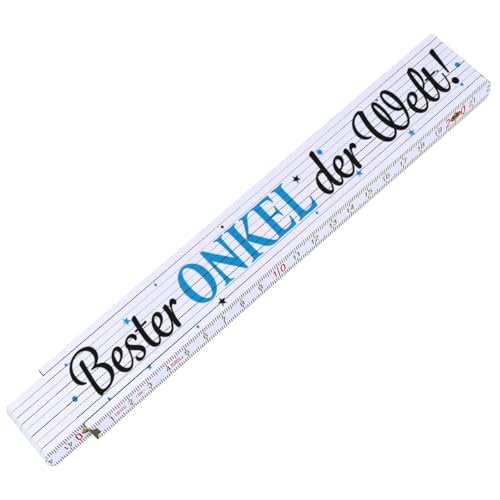 GRAVURZEILE Zollstock 2 Meter mit UV Druck - Bester Onkel der Welt - Gliedermaßstab mit Winkelanzeige - Aus Buchenholz - Geschenke für Männer Papa Onkel und Opa – Tolle Vatertagsgeschenke von GRAVURZEILE