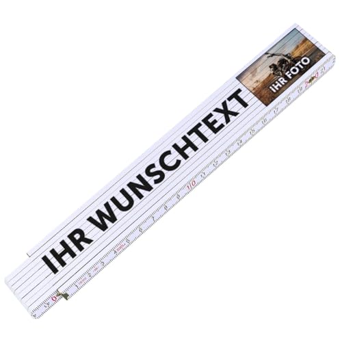 GRAVURZEILE Zollstock 2 Meter mit UV Druck - Wunschtext mit Bild - Personalisiert mit Text und Foto - Gliedermaßstab mit Winkelanzeige - Geschenke für Männer Papa und Opa – Vatertagsgeschenk von GRAVURZEILE