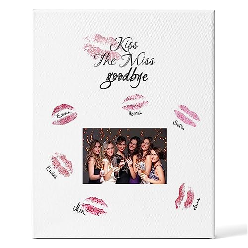 GRAVURZEILE Leinwand JGA - Kiss the Miss Goodbye - Geschenk zum Junggesellenabschied - 30x40 cm inkl. Fotofeld 10x15 cm - Team Bride - Erinnerung & Andenken an unvergesslichen JGA GRAVURZEILE Leinwand JGA - Kiss the Miss Goodbye - Geschenk zum Junggesellenabschied - 30x40 cm inkl. Fotofeld 10x15 cm - Team Bride - Erinnerung & Andenken an unvergesslichen JGA von GRAVURZEILE