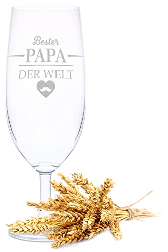 Leonardo Bierglas mit Gravur - Bester Papa der Welt - Geschenk für Papa ideal als Vatertagsgeschenk 0,36l Bierglas Pilstulpe als Geburtstagsgeschenk für Männer von GRAVURZEILE