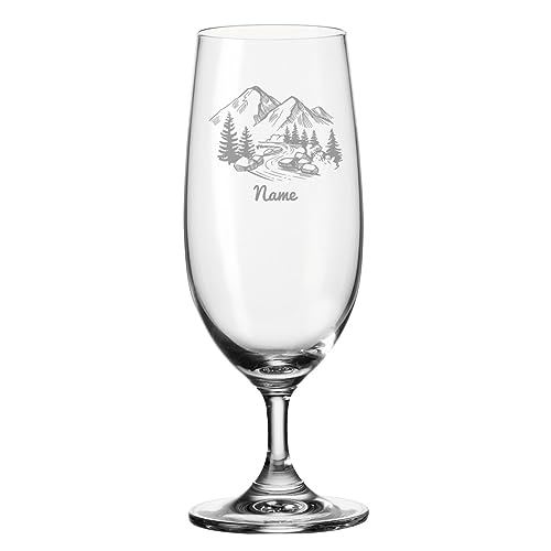 Leonardo Bierglas mit Gravur - Mountain - Personalisiert mit Namen - Biertulpe als Geschenk - Geschenkidee für Männer - Geschenke für Papa zum Vatertag - 280 ml von GRAVURZEILE