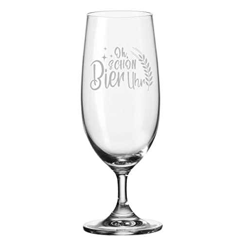 Leonardo Bierglas mit Gravur - Oh schon Bier Uhr - Biertulpe als Witziges Geschenk - Geschenkidee für Männer zum Geburtstag - Geschenke für Papa zum Vatertag - 280 ml von GRAVURZEILE