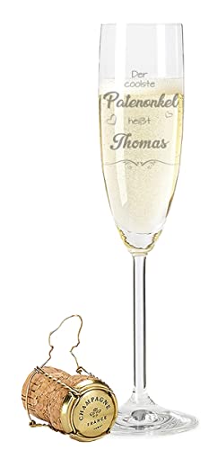 Leonardo Sektglas mit Gravur - Der coolste Patenonkel - Personalisiert mit Namen - Geschenk für den besten Patenonkel - Geeignet für Champagner & Sekt - Geschenke für Sie & Ihn - Farbe: Patenonkel von GRAVURZEILE