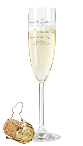 Leonardo Sektglas mit Gravur - Schlechter Tag, Guter Tag - Frag nicht! - Witziges Stimmungsglas mit Spruch - Lustiges und Originelles Geschenk für Sie & Ihn - Geeignet für Champagner & Sekt von GRAVURZEILE