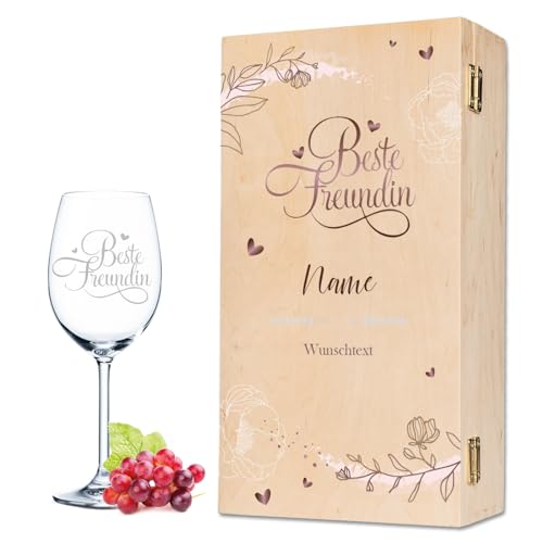 Leonardo Weinglas mit Gravur - Beste Freundin - Lustige Geschenke für Frauen auch als Geburtstagsgeschenk für Frauen - Weingläser Dankeschön Geschenkidee Farbe kleine Kiste UV von GRAVURZEILE