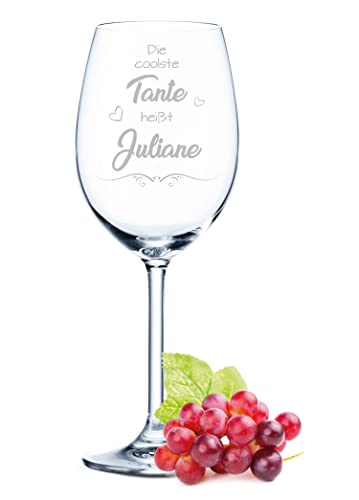 Leonardo Weinglas mit Gravur - Die coolste Tante heißt - Personalisiert mit Namen - Geschenk für die beste Tante - Geschenk für Hobby-Sommelier & Weinliebhaber - Farbe: Daily von GRAVURZEILE