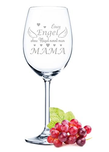 Leonardo Weinglas mit Gravur - Engel ohne Flügel nennt man Mama - Geschenk für Mama zum Muttertag Geburtstag - Muttertagsgeschenk für Sie - Rotweinglas Weißweinglas - Farbe: Daily von GRAVURZEILE