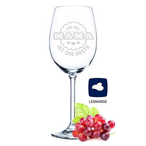 Leonardo Weinglas mit Gravur Mama ist die Beste Geschenk für Mama Muttertags Geschenk Rotweinglas Weißweinglas von GRAVURZEILE