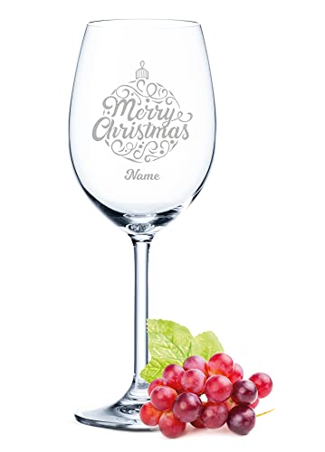 Leonardo Weinglas mit Gravur - Weihnachtskugel Design - Personalisiert mit Name - Graviert mit Weihnachts Kugel als Geschenk für die Liebsten zu Weihnachten - Geschenke für Sie & Ihn von GRAVURZEILE