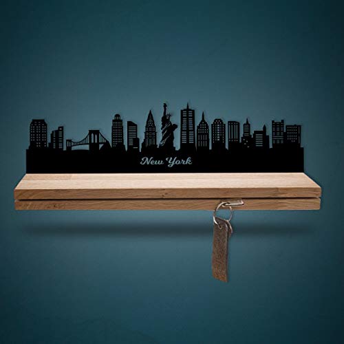 Schlüsselleiste Holz mit Skyline New York - Geschenk für Stadtverliebte - Stabiles & Massives Schlüsselbrett aus Eichenholz Moderner Schlüsselhalter für die Wand - 100% Made in Germany - Größe 35 cm Schlüsselleiste Holz mit Skyline New York - Geschenk für Stadtverliebte - Stabiles & Massives Schlüsselbrett aus Eichenholz Moderner Schlüsselhalter für die Wand - 100% Made in Germany - Größe 35 cm von GRAVURZEILE