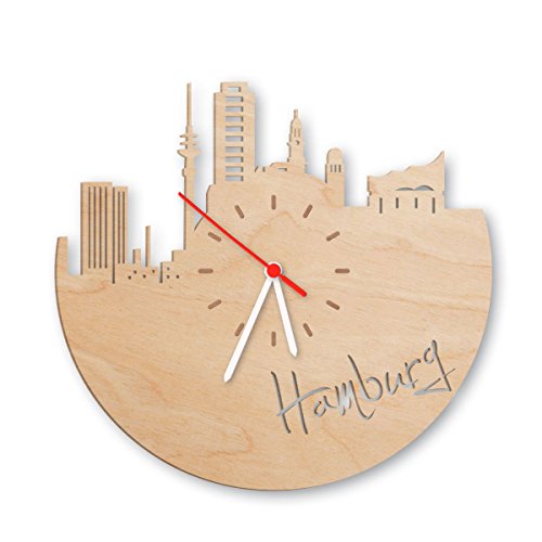 Skyline Hamburg Wanduhr aus Birken-Holz Made in Germany | Design Uhr aus Echtholz | Wand-Deko aus Birke | Originelle Wand-Uhr | Moderne Wand-Uhr im Skyline Design | Wand-Dekoration aus Natur-Holz Skyline Hamburg Wanduhr aus Birken-Holz Made in Germany | Design Uhr aus Echtholz | Wand-Deko aus Birke | Originelle Wand-Uhr | Moderne Wand-Uhr im Skyline Design | Wand-Dekoration aus Natur-Holz von GRAVURZEILE