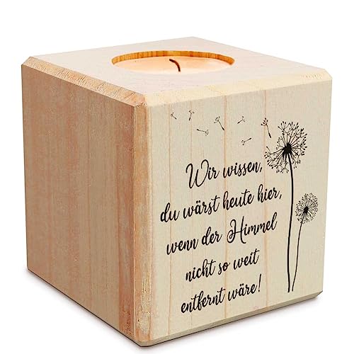 Trauerlicht - Wir wissen du wärst Heute Hier - Teelichthalter mit Gravur aus Holz - Grabschmuck - Trauergeschenk - Gedenklicht - Erinnerungslicht - Kerze zur Trauerbewältung - Holzwürfel von GRAVURZEILE