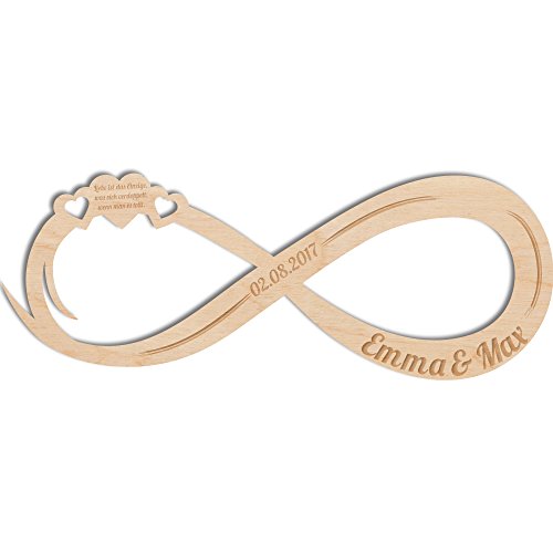 Unendlichkeitszeichen aus Holz mit Gravur - Personalisiertes Geschenk für Paare Sie & Ihn - Mit Name Datum und individuellen Spruch - Geschenk zur Hochzeit- zur Verlobung - zum Jahrestag von GRAVURZEILE