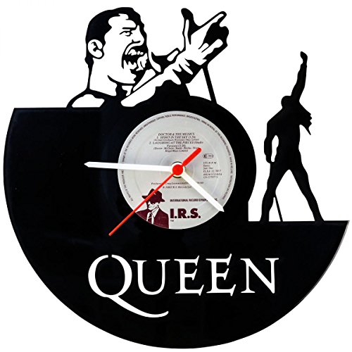 GRAVURZEILE Wanduhr aus Vinyl - Freddie Mercury Upcycling Design - Handmade Vintage-Uhr - Wanddekoration im Retro-Design für Musikfans - Geschenk für Sie & Ihn - Made in Germany von GRAVURZEILE