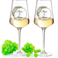 2Er Set Puccini Weingläser Mit Uv Druck - Pampasgras Personalisiert Namen Und Datum Geschenke Zum Valentinstag Zur Hochzeit von GRAVURZEILEShop