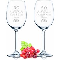 2Er Set Weingläser Mit Gravur - Diamantene Hochzeit 60 Jahre Personalisiert Name Geschenke Zum Jahrestag Diamanthochzeit von GRAVURZEILEShop