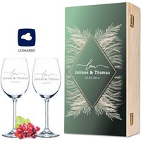 2x Gravierte Weingläser Inkl. Bedruckter Holzkiste - Pampasgras Green Love Personalisiert Mit Namen Und Datum Geschenk Zur Hochzeit 2x Gravierte Weingläser Inkl. Bedruckter Holzkiste - Pampasgras Green Love Personalisiert Mit Namen Und Datum Geschenk Zur Hochzeit von GRAVURZEILEShop