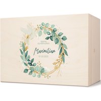 Erinnerungsbox Baby - Holzkiste Personalisiert Mit Name Taufgeschenk Mädchen & Jungs Blätterkranz Design Geschenk Zur Geburt Erinnerungsbox Baby - Holzkiste Personalisiert Mit Name Taufgeschenk Mädchen & Jungs Blätterkranz Design Geschenk Zur Geburt von GRAVURZEILEShop