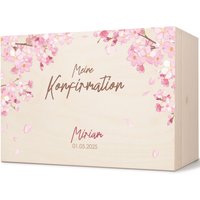Erinnerungsbox Baby - Holzkiste Personalisiert Mit Name Taufgeschenke Geburt Geschenk Mädchen & Jungs Kirschblüten Design von GRAVURZEILEShop