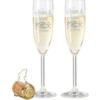 Personalisierte Sektgläser Mit Gravur - Wedding Design Geschenk Zur Hochzeit Namen & Datum Paar-Geschenke Glas-Geschenk von GRAVURZEILEShop