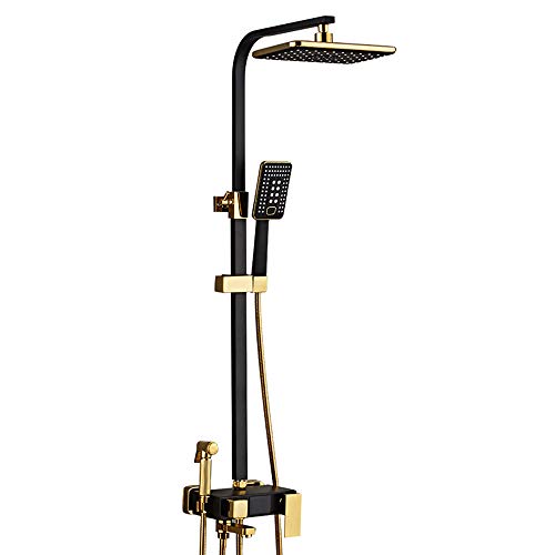 GRAWIT Badezimmer-Duschsysteme, Messing-Duscharmatur mit 4 Funktionen, freiliegendem Regen, LED-Temperaturanzeige, höhenverstellbarer Duschkopf, 5-Funktions-Druckbeaufschlagung, Handbrause für von GRAWIT