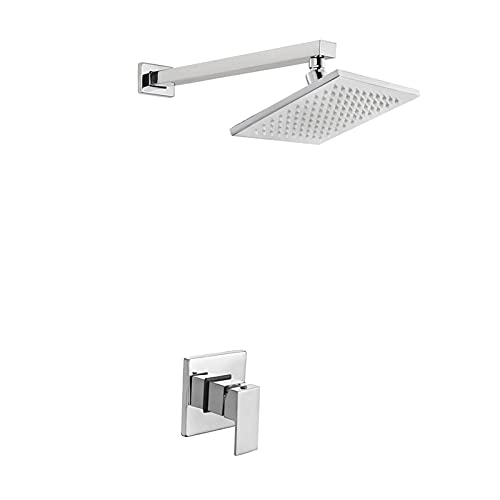 GRAWIT Duscharmatur-Set, Badezimmer-Regendusche mit LED-Edelstahl-Duschkopf, Einzelfunktions-Duschgarnitur mit Grobventil, 8-Zoll-Duschkopf A (Size : 8 Inch Shower Head A) Beautiful Scenery von GRAWIT