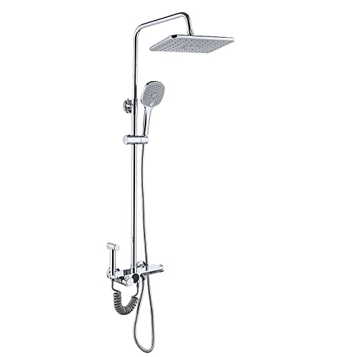 GRAWIT Regenduschsystem mit Duschkopf, Chrom-Duschkombinationsset, Wandmontage, Duscharmatur-Set mit Wasserfall-Wannenauslauf, 3-Modus-Handbrause, Bidet-Sprühgerät Beautiful Scenery von GRAWIT
