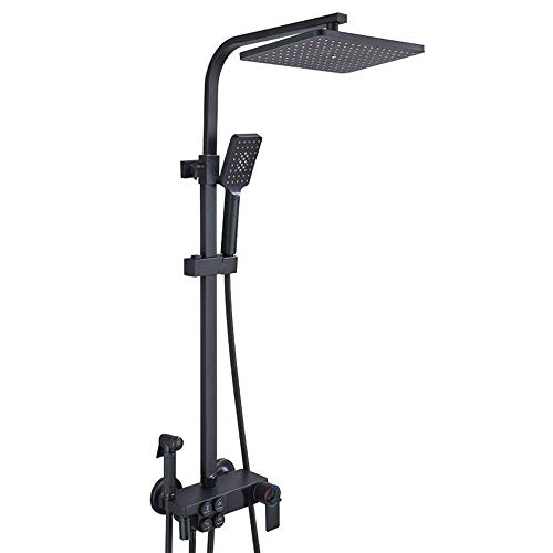 GRAWIT Schwarzes Duschsystem mit Digitalanzeige, Badezimmer-Duschkombination, Multifunktions-Duscharmatur-Set mit Regenduschkopf, Handbrause, Badewannenarmatur, Bidet-Spray Beautiful Scenery von GRAWIT