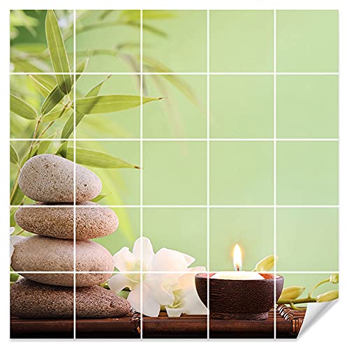 GRAZDesign Fliesenaufkleber Bad Wandfliesen selbstklebend, Wellness Grün Klebefliesen - Bild: 60x60cm (BxH) von GRAZDesign