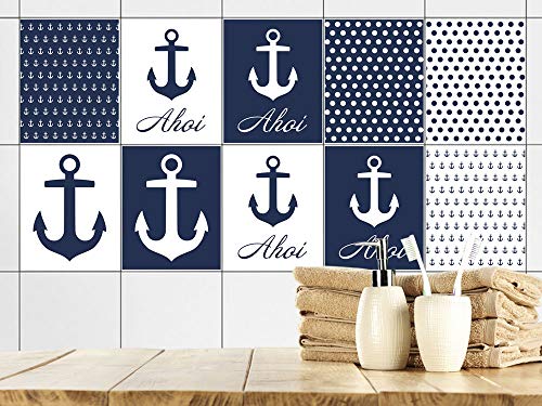 GRAZDesign Fliesenaufkleber Bad & Küche Maritim mit Anker in blau, Klebefliesen selbstklebend (40 Stück, 20x25cm) von GRAZDesign