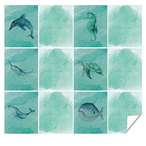 GRAZDesign Fliesenaufkleber Bad Fische Fliesenfolie für Badfliesen Klebefliesen glänzend - Fische mit Grün Muster GRAZDesign Fliesenaufkleber Bad Fische Fliesenfolie für Badfliesen Klebefliesen glänzend - Fische mit Grün Muster von GRAZDesign