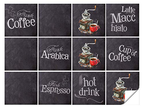 GRAZDesign Fliesenaufkleber Küche Kaffee Motive in Grau, Klebefliesen selbstklebend - Kaffee Motive in Grau von GRAZDesign