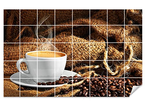 GRAZDesign Fliesenaufkleber Küche Kaffee in braun Klebefliesen Wandfliesen selbstklebend - Bild: 75x50cm (BxH) von GRAZDesign