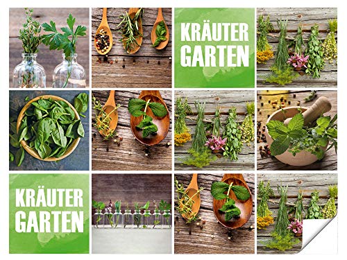 GRAZDesign Fliesenaufkleber Küche Kräuter Garten, Klebefliesen Wandfliese selbstklebend - Kräutergarten von GRAZDesign