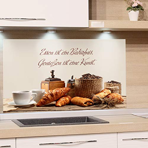 GRAZDesign Spritzschutz Küche für Herd Küchenrückwand Glas Spüle Bild-Motiv Zitat ESS ist EIN Bedürfnis, Küchenspiegel (100x50cm) von GRAZDesign