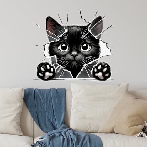 GRAZDesign 3D Katzen Wandtattoo Lustiger Wandaufkleber mit schwarzer Katze Wohnzimmer Dekoration Selbstklebend und Abziehbar - 55x50cm GRAZDesign 3D Katzen Wandtattoo Lustiger Wandaufkleber mit schwarzer Katze Wohnzimmer Dekoration Selbstklebend und Abziehbar - 55x50cm von GRAZDesign