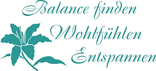 GRAZDesign Wandtattoo Bad Sprüche Balance finden Wandaufkleber Bad Deko - 88x40cm / 054 türkis von GRAZDesign