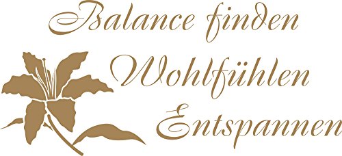 GRAZDesign Wandtattoo Bad Sprüche Balance finden Wandaufkleber Bad Deko - 88x40cm / 081 hellbraun von GRAZDesign