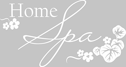 GRAZDesign Wandtattoo Home Spa mit Blüten für Bad maritime Türaufkleber Fliesenaufkleber - 95x50cm / 010 weiss von GRAZDesign