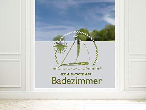 GRAZDesign Fensterfolie Bad Blickdicht - Sichtschutzfolie maritim Badezimmer - für Dusche & Fenster - 80x57cm / Silbergrau von GRAZDesign