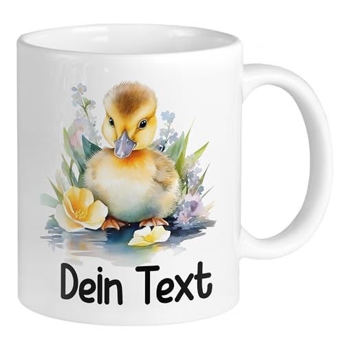 GRAZDesign Baby Ente Tasse mit Namen personalisiert Kaffeebecher Namenstasse Kindertasse aus Keramik 330ml von GRAZDesign