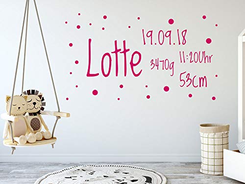 GRAZDesign Baby Wandtattoo Punkte - Wandtattoo Kinderzimmer Name Konfetti - Wandsticker Kinderzimmer Geburtsdatum - Wandtattoo Größe / 70x40cm / 070 schwarz von GRAZDesign