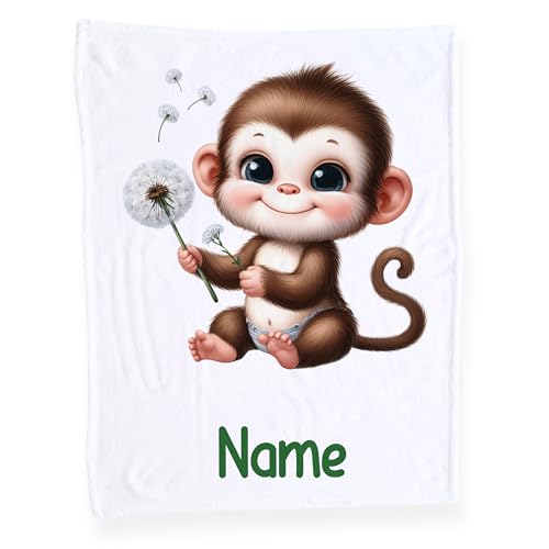 GRAZDesign Babydecke mit Namen, Weiche Kuscheldecke mit AFFE, Schmusedecke zur Geburt als Geschenk von GRAZDesign