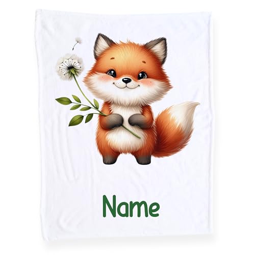 GRAZDesign Babydecke mit Namen, Weiche Kuscheldecke mit Fuchs, Schmusedecke zur Geburt als Geschenk von GRAZDesign