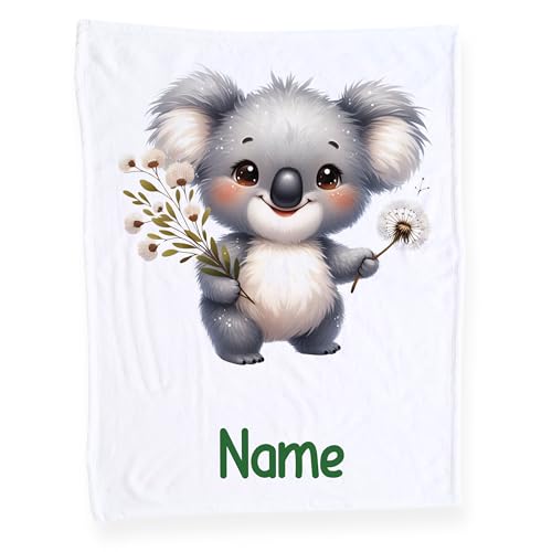 GRAZDesign Babydecke mit Namen, Weiche Kuscheldecke mit Koala, Schmusedecke zur Geburt als Geschenk von GRAZDesign