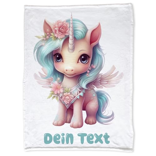 GRAZDesign Babydecke mit Namen Einhorn Mädchen, Kuscheldecke für Babys und Kleinkind, Geschenk zur Geburt, Taufe 100x75cm - Fleecedecke von GRAZDesign