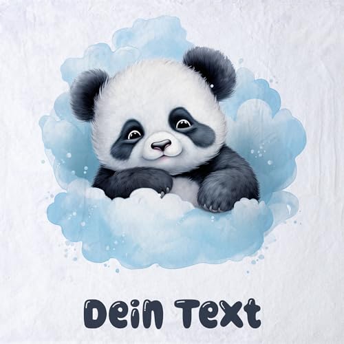 GRAZDesign Babydecke mit Namen personalisiert Panda Bär auf Wolke blau flauschig, Baby Kuscheldecke zur Geburt, Geburtstag, Weihnachten 100x75cm - Fleecedecke von GRAZDesign