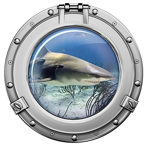 GRAZDesign Wandtattoo Bad Bullauge Hai | Wandsticker Wandaufkleber Fliesenaufkleber - 57x57cm von GRAZDesign