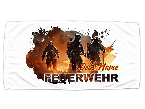 GRAZDesign Badetuch Feuerwehr mit Namen personalisiert | Badehandtuch groß 100x50cm, Kinder & Erwachsene | Handtuch Strandtuch Feuerwehr Geschenke von GRAZDesign